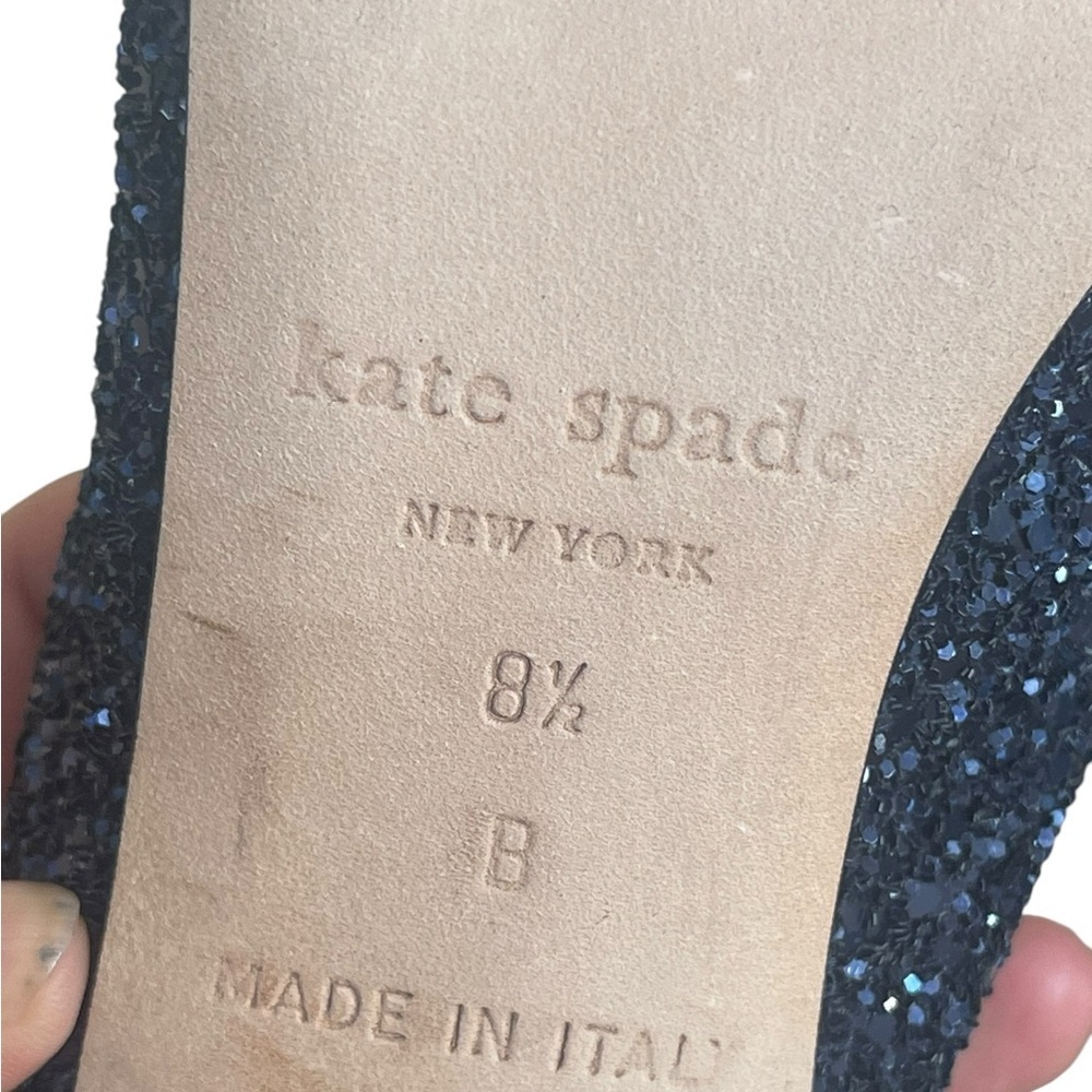 Kate Spade"Charm" Blue Glitter Slingback Bow Peep Toe Pumps
Heels Size 8.5B - Picture 11 of 14